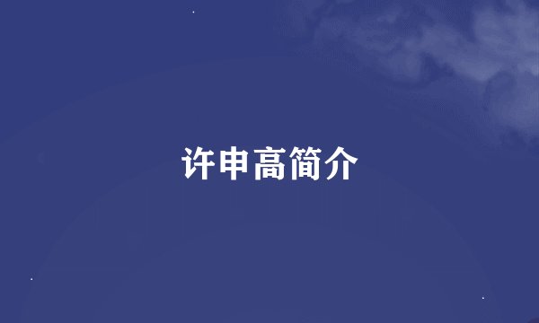 许申高简介