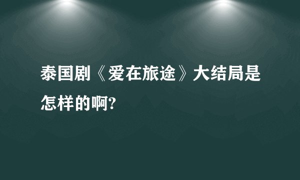 泰国剧《爱在旅途》大结局是怎样的啊?