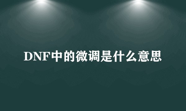 DNF中的微调是什么意思