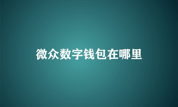 微众数字钱包在哪里