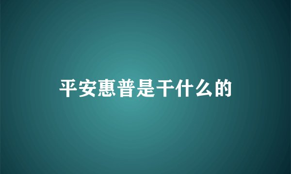平安惠普是干什么的
