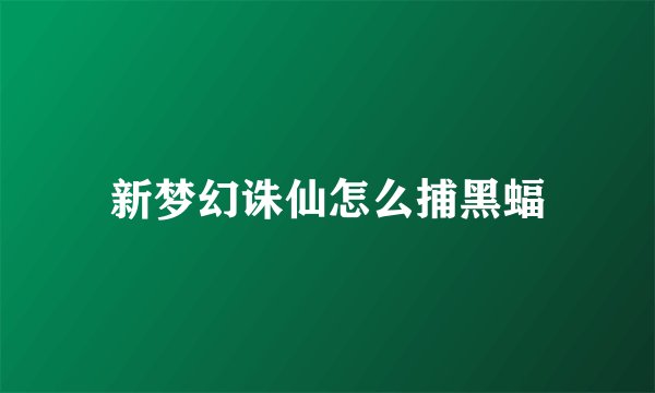 新梦幻诛仙怎么捕黑蝠