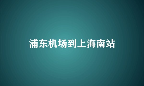 浦东机场到上海南站