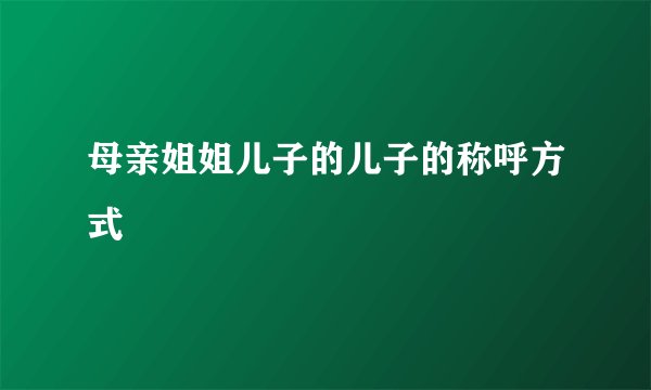 母亲姐姐儿子的儿子的称呼方式