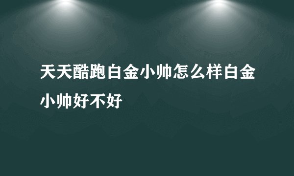 天天酷跑白金小帅怎么样白金小帅好不好
