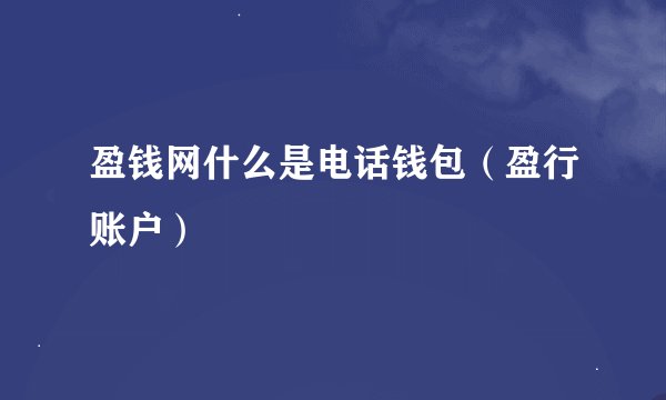 盈钱网什么是电话钱包（盈行账户）