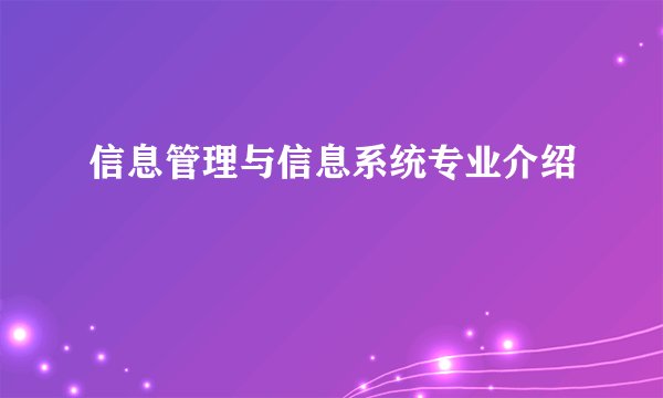 信息管理与信息系统专业介绍