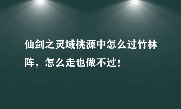 仙剑之灵域桃源中怎么过竹林阵，怎么走也做不过！