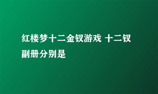红楼梦十二金钗游戏 十二钗副册分别是