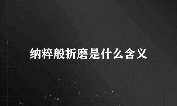 纳粹般折磨是什么含义