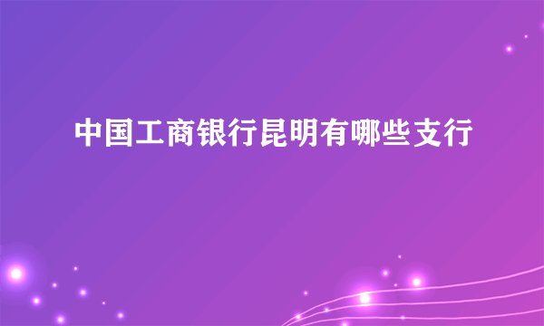 中国工商银行昆明有哪些支行