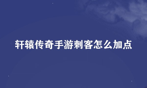轩辕传奇手游刺客怎么加点