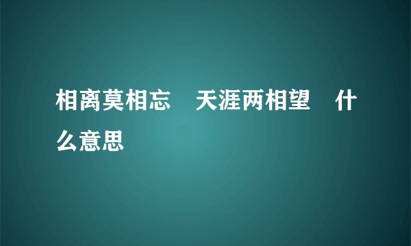 相离莫相忘 天涯两相望 什么意思