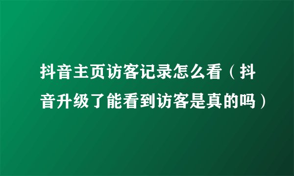 抖音主页访客记录怎么看（抖音升级了能看到访客是真的吗）