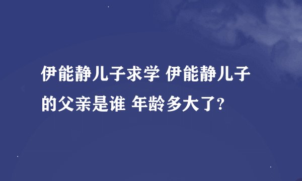 伊能静儿子求学 伊能静儿子的父亲是谁 年龄多大了?