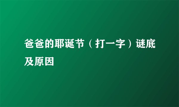 爸爸的耶诞节（打一字）谜底及原因