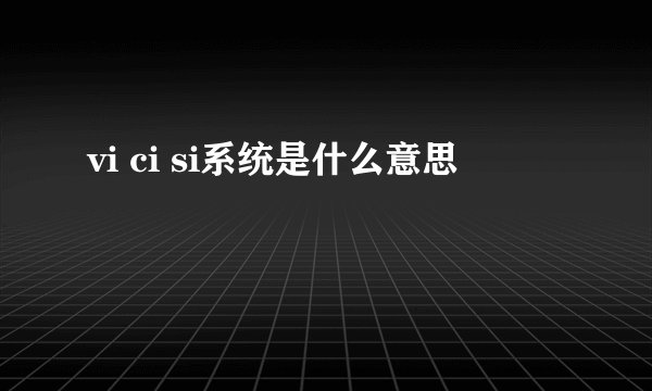 vi ci si系统是什么意思