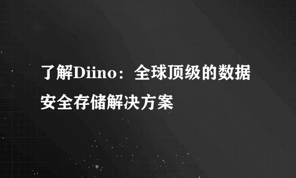 了解Diino：全球顶级的数据安全存储解决方案