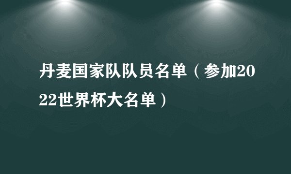 丹麦国家队队员名单（参加2022世界杯大名单）