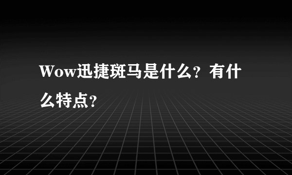 Wow迅捷斑马是什么？有什么特点？