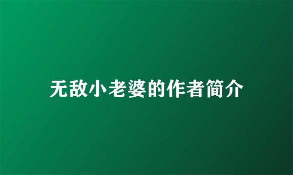 无敌小老婆的作者简介