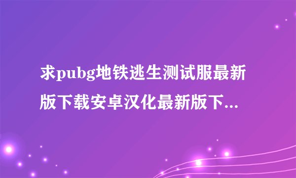 求pubg地铁逃生测试服最新版下载安卓汉化最新版下载手游内测版下载安装完整百度网盘链接下载