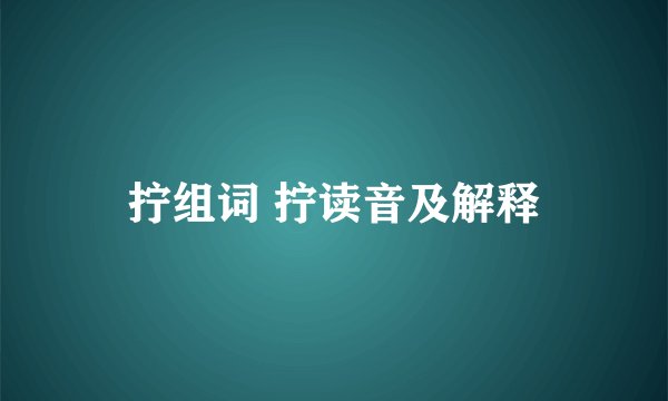 拧组词 拧读音及解释