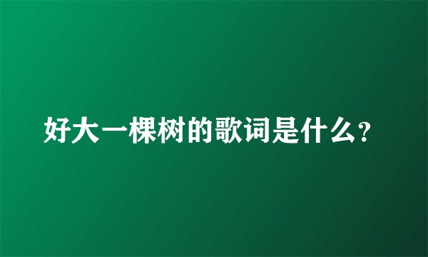 好大一棵树的歌词是什么？