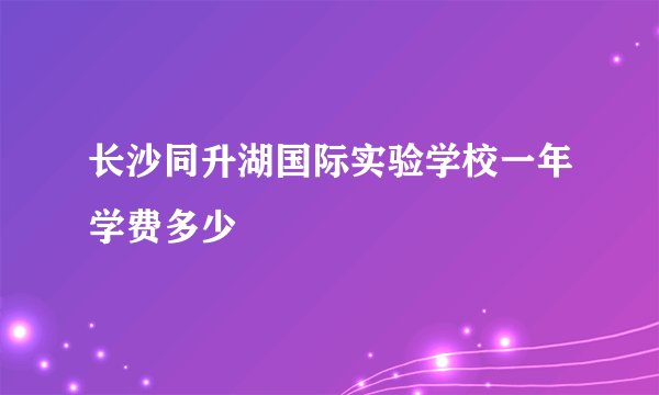 长沙同升湖国际实验学校一年学费多少