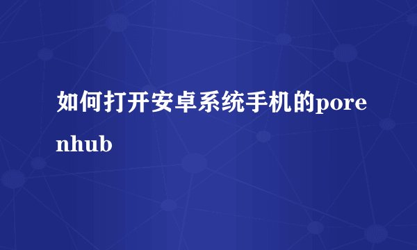 如何打开安卓系统手机的porenhub