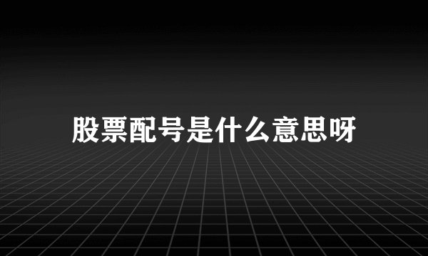 股票配号是什么意思呀