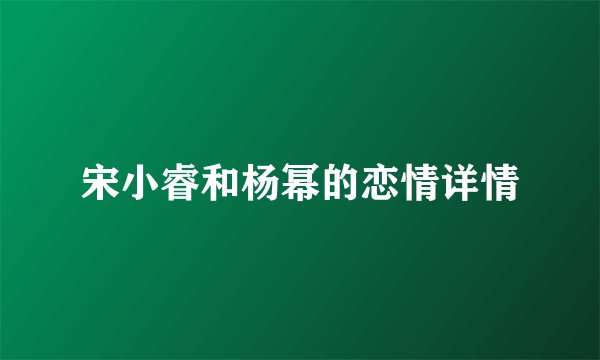 宋小睿和杨幂的恋情详情