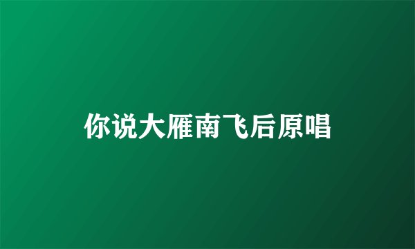 你说大雁南飞后原唱