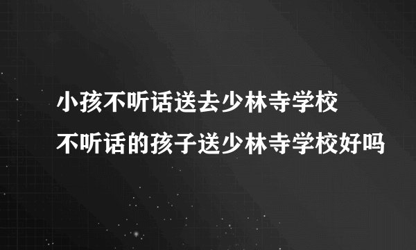 小孩不听话送去少林寺学校 不听话的孩子送少林寺学校好吗