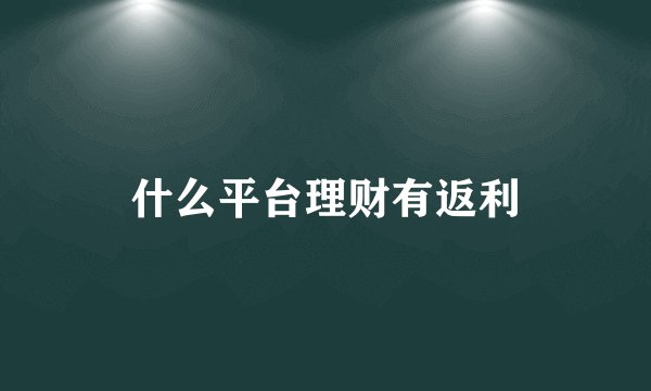什么平台理财有返利