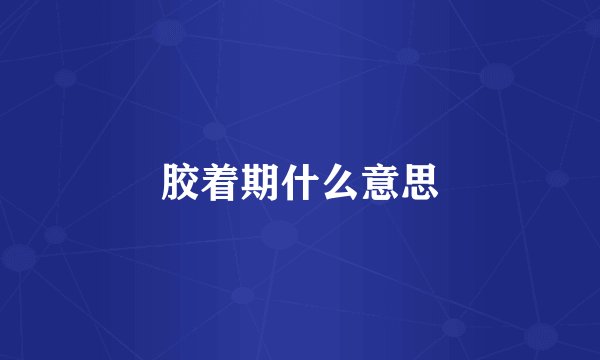 胶着期什么意思