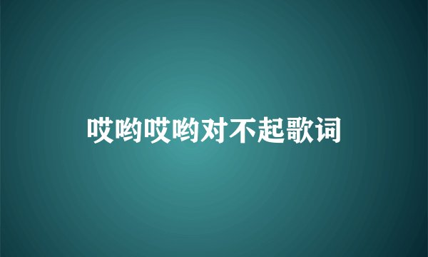 哎哟哎哟对不起歌词