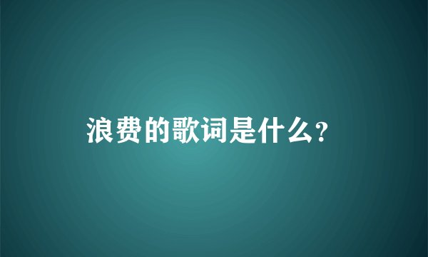 浪费的歌词是什么？