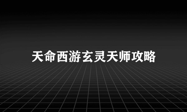 天命西游玄灵天师攻略
