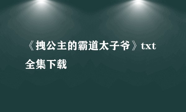 《拽公主的霸道太子爷》txt全集下载