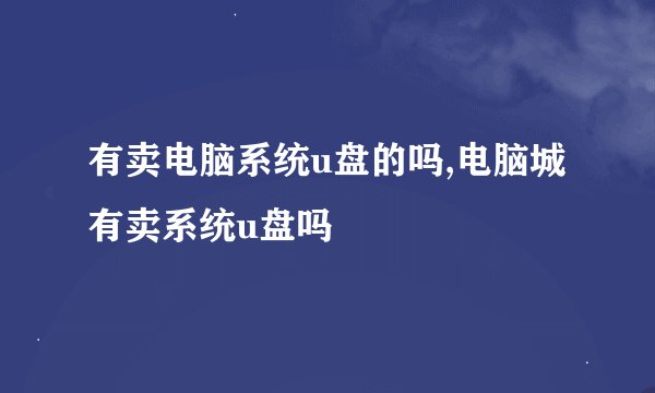 有卖电脑系统u盘的吗,电脑城有卖系统u盘吗