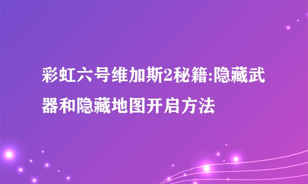 彩虹六号维加斯2秘籍:隐藏武器和隐藏地图开启方法