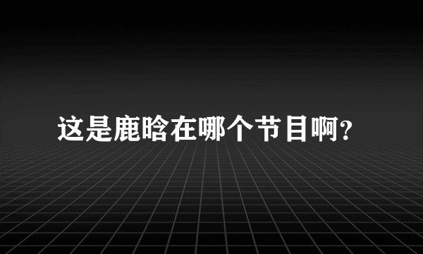 这是鹿晗在哪个节目啊？