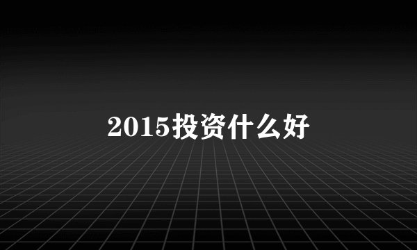 2015投资什么好