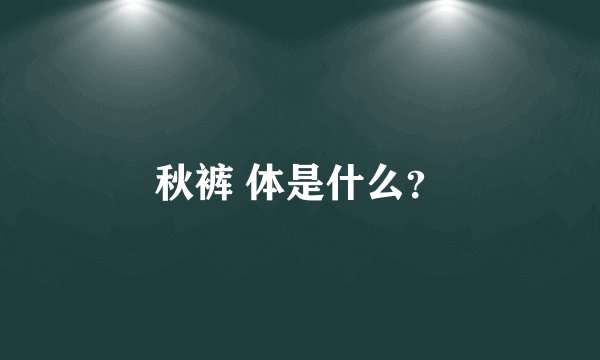 秋裤 体是什么?