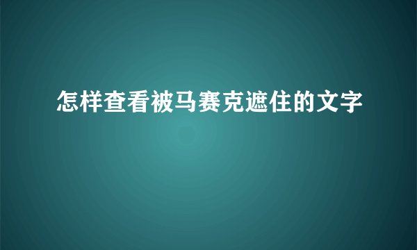 怎样查看被马赛克遮住的文字