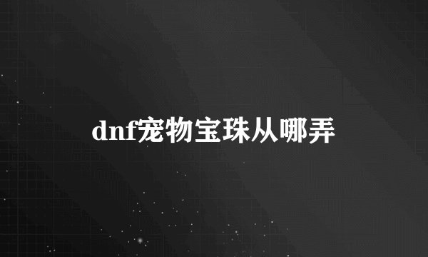 dnf宠物宝珠从哪弄