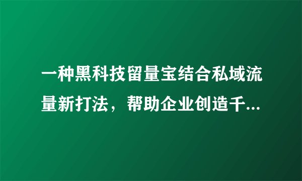 一种黑科技留量宝结合私域流量新打法，帮助企业创造千万销售额