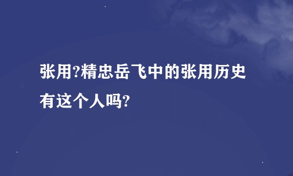 张用?精忠岳飞中的张用历史有这个人吗?