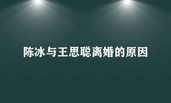 陈冰与王思聪离婚的原因